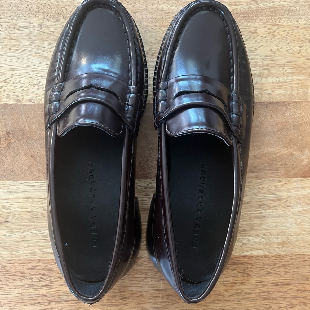Freda Salvador Brown Leather Flats Moccasin-Style
